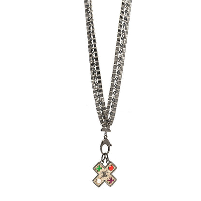 Chanel Ruthenium Resin Pearl CC Cross Long Pendant Necklace Multicolor 1 of 5
