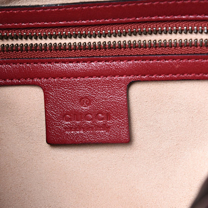 Gucci Vintage Effect Calfskin Matelasse Diagonal Small Torchon GG Marmont Bamboo Top Handle Shoulder Bag Black Romantic Cherry 5 of 12