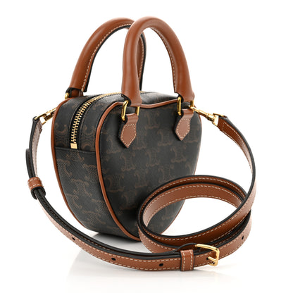 Celine Triomphe Canvas Calfskin Heart Bag Tan 3 of 11