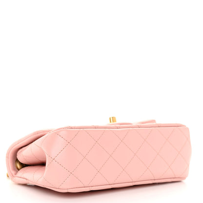 Chanel Lambskin Quilted Mini Rectangular Sweet Camellia Flap Light Pink 4 of 10