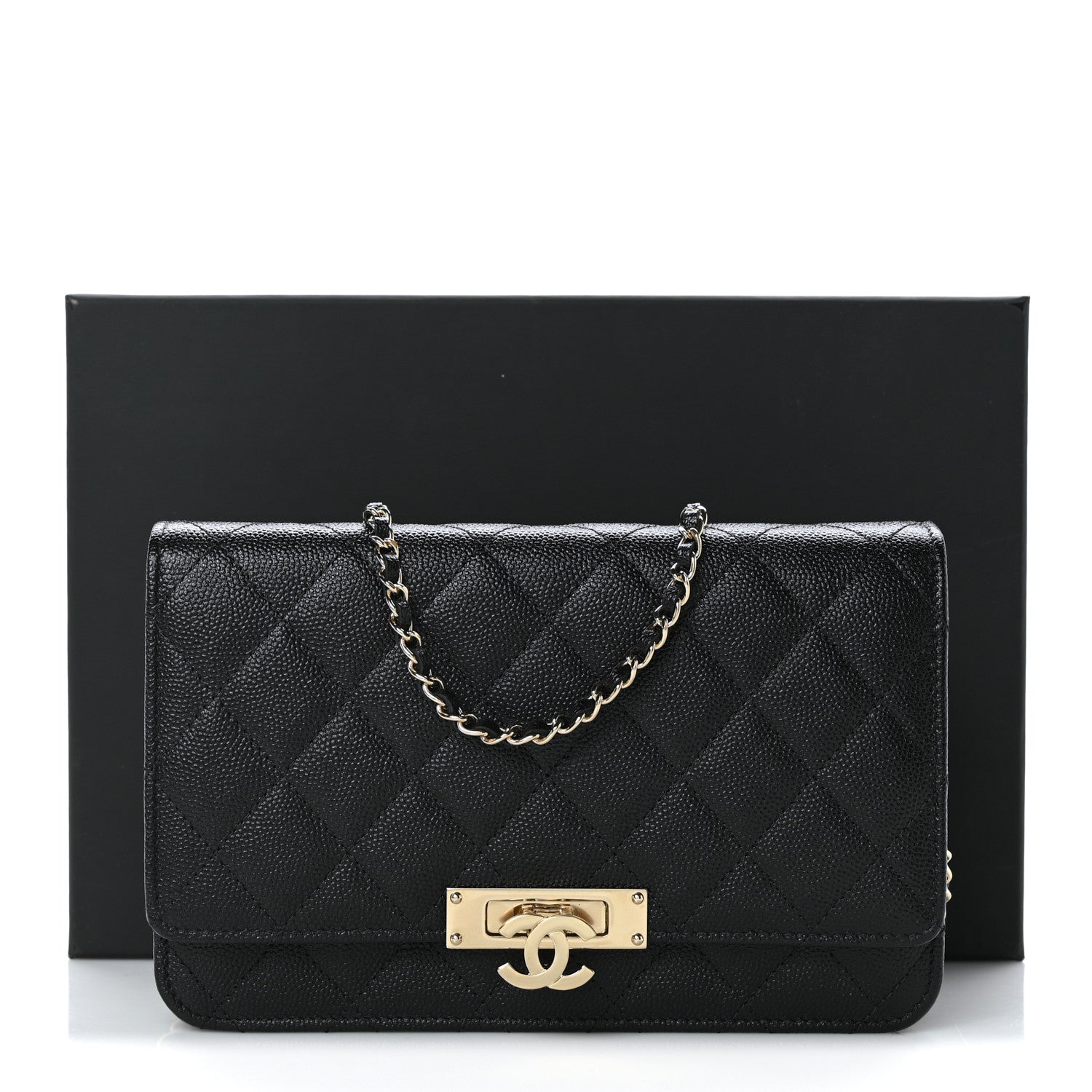 Chanel Caviar Quilted Golden Class Wallet On Chain WOC Black 10 of 10