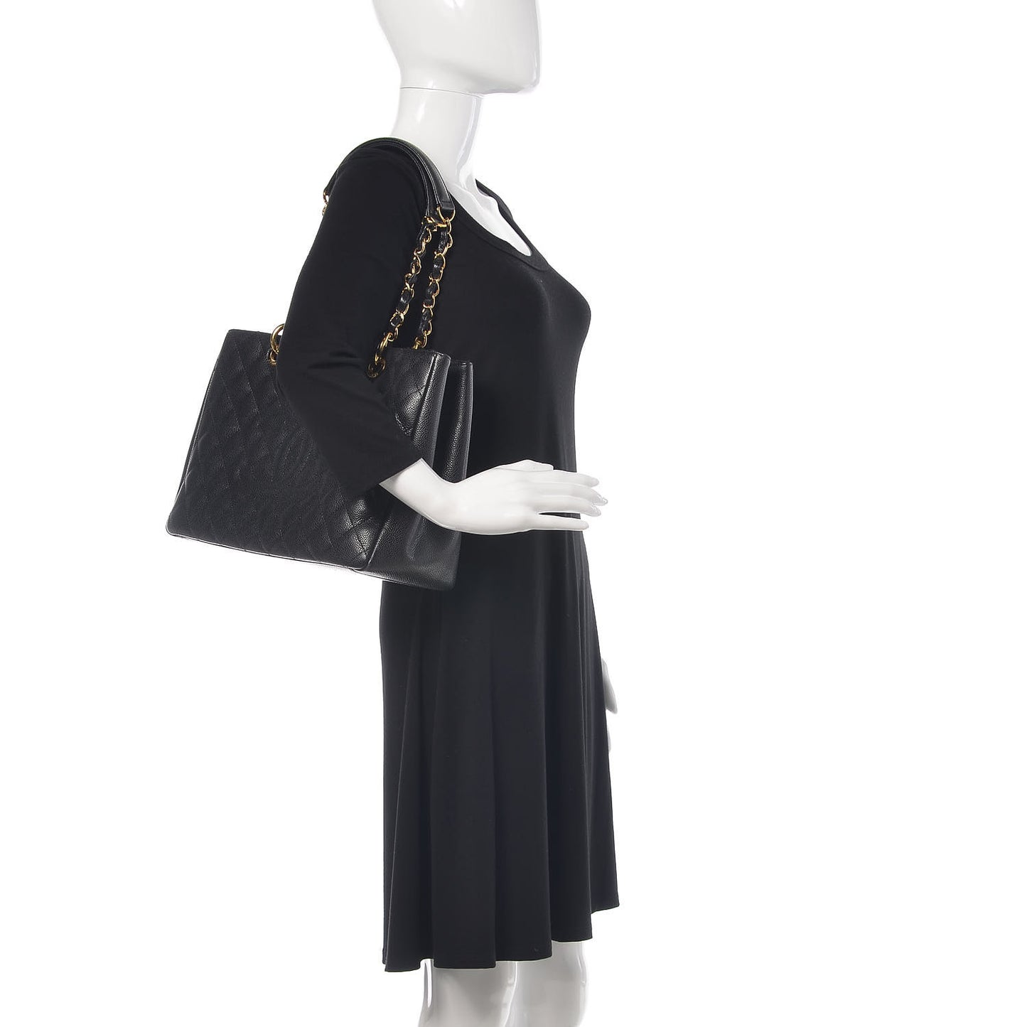 Caviar Quilted Grand Shopping Tote GST Black