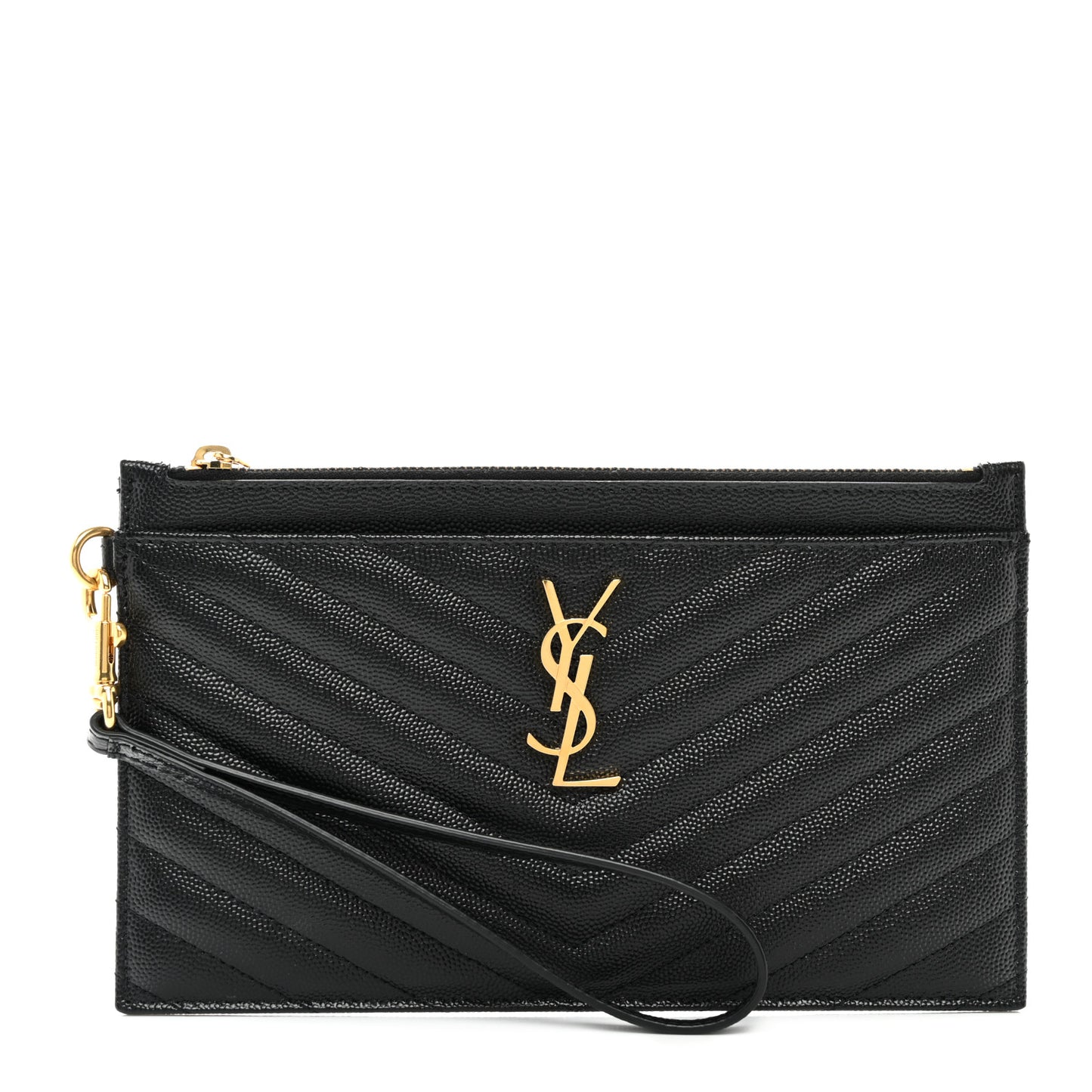 Grain De Poudre Chevron Monogram Large Bill Pouch Black