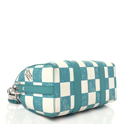 Louis Vuitton Calfskin Damier City Keepall Teal 4 of 11