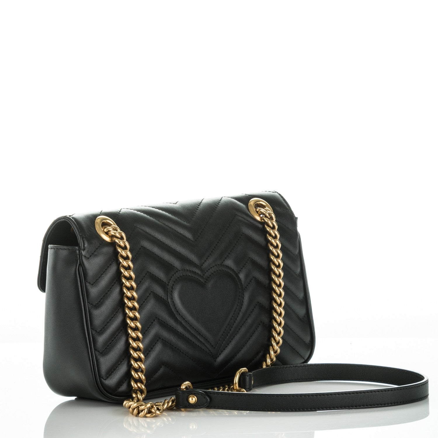 Gucci Calfskin Matelasse Small GG Marmont Shoulder Bag Black 3 of 7
