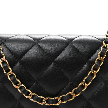 Chanel Lambskin Quilted Wallet On Chain WOC Black 18 of 23