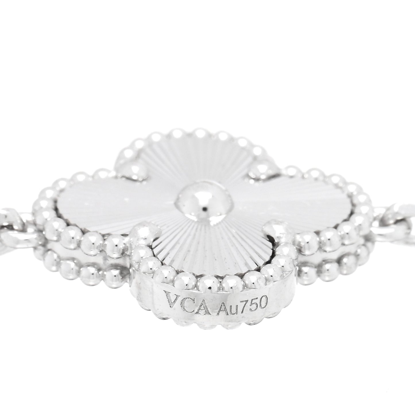 18K White Gold 5 Motifs Guilloche Vintage Alhambra Bracelet