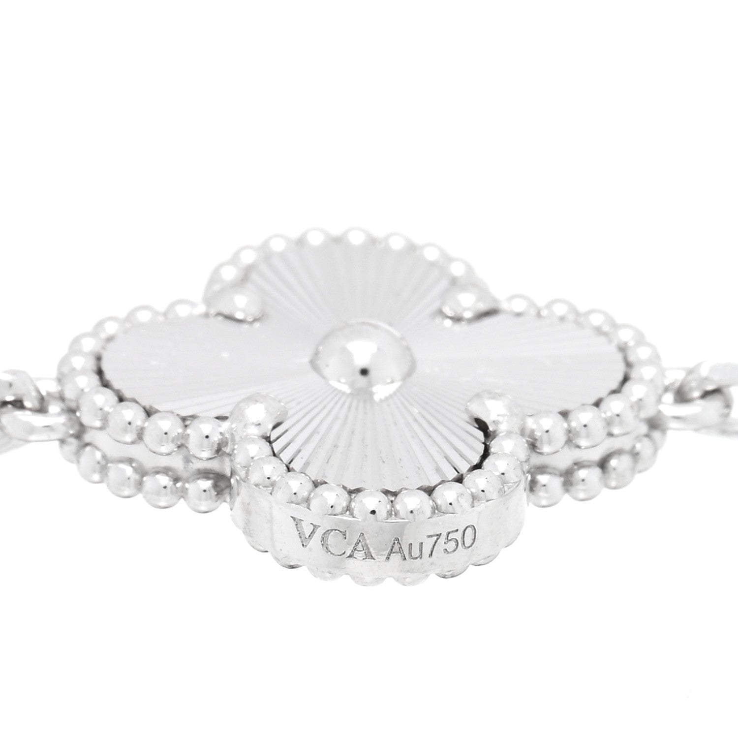 Van Cleef & Arpels 18K White Gold 5 Motifs Guilloche Vintage Alhambra Bracelet 3 of 3