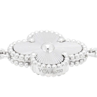 Van Cleef & Arpels 18K White Gold 5 Motifs Guilloche Vintage Alhambra Bracelet 3 of 3