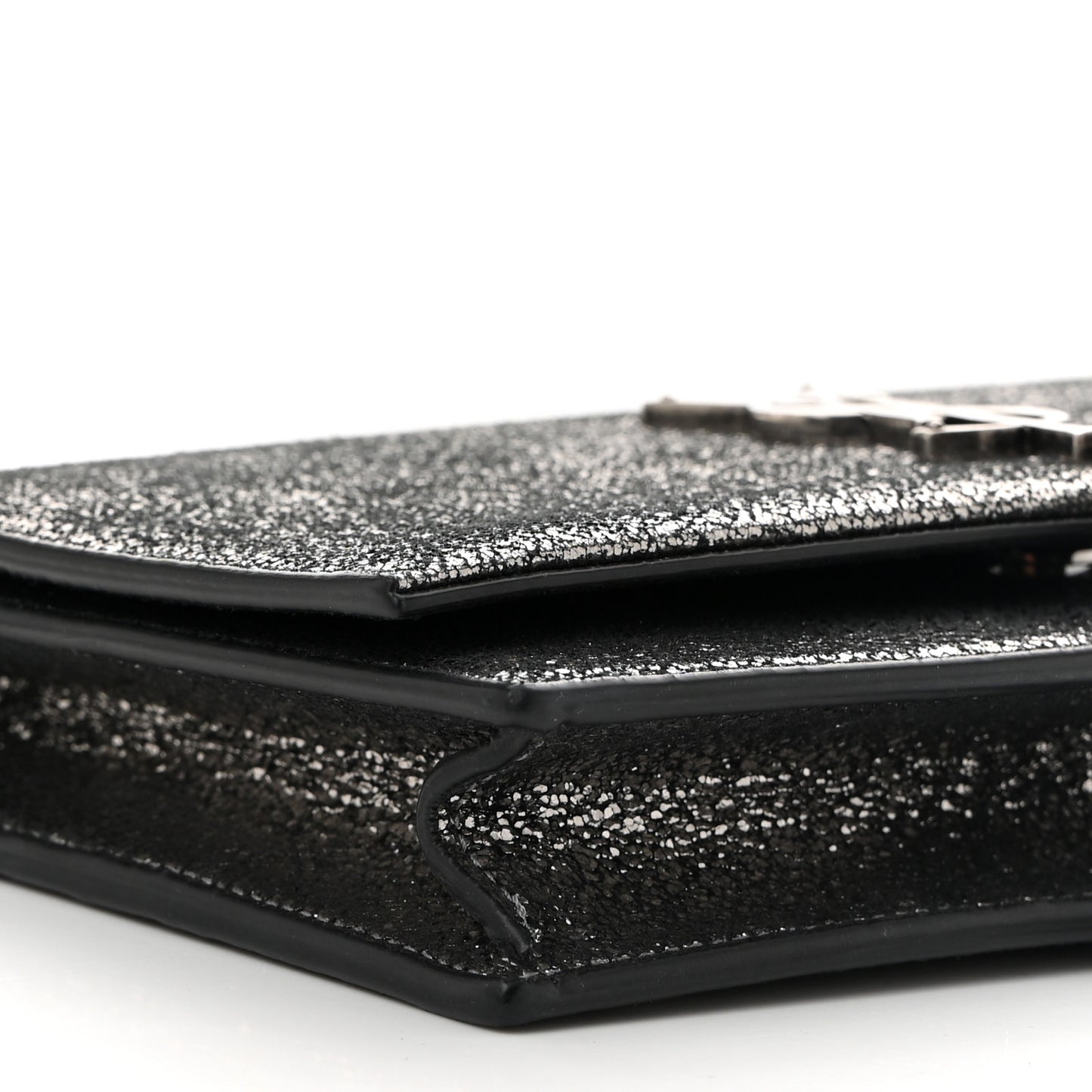 Metallic Calfskin Classic Monogram Kate Tassel Chain Wallet Gun Metal