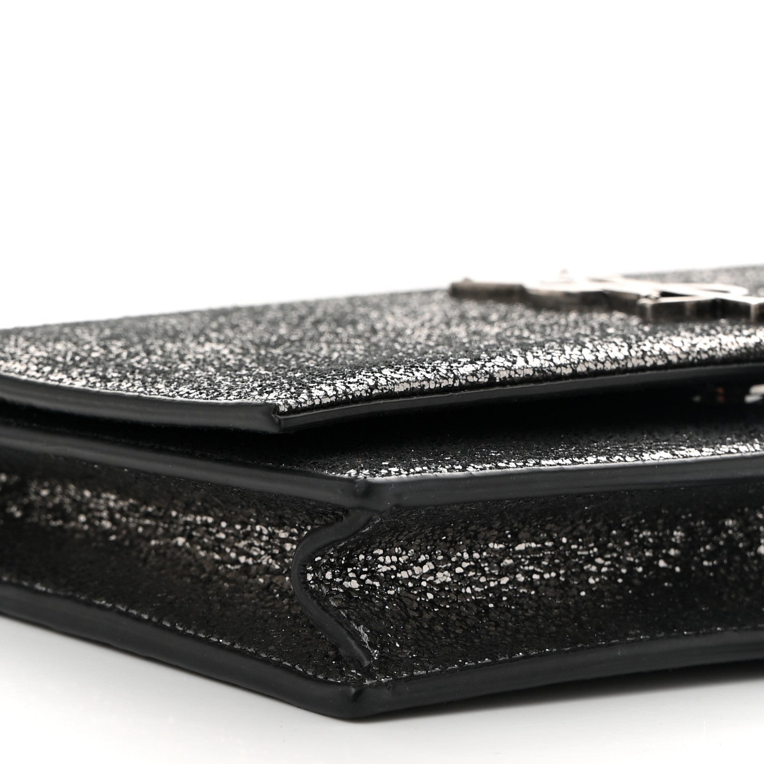 Saint Laurent Metallic Calfskin Classic Monogram Kate Tassel Chain Wallet Gun Metal 9 of 10