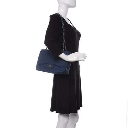 Chanel Jersey Quilted Jumbo Single Flap Navy 2 of 10
