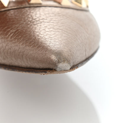 Valentino Garavani Metallic Pebbled Calfskin Rockstud Cage Ballerina Flats 39 Skin 9 of 11