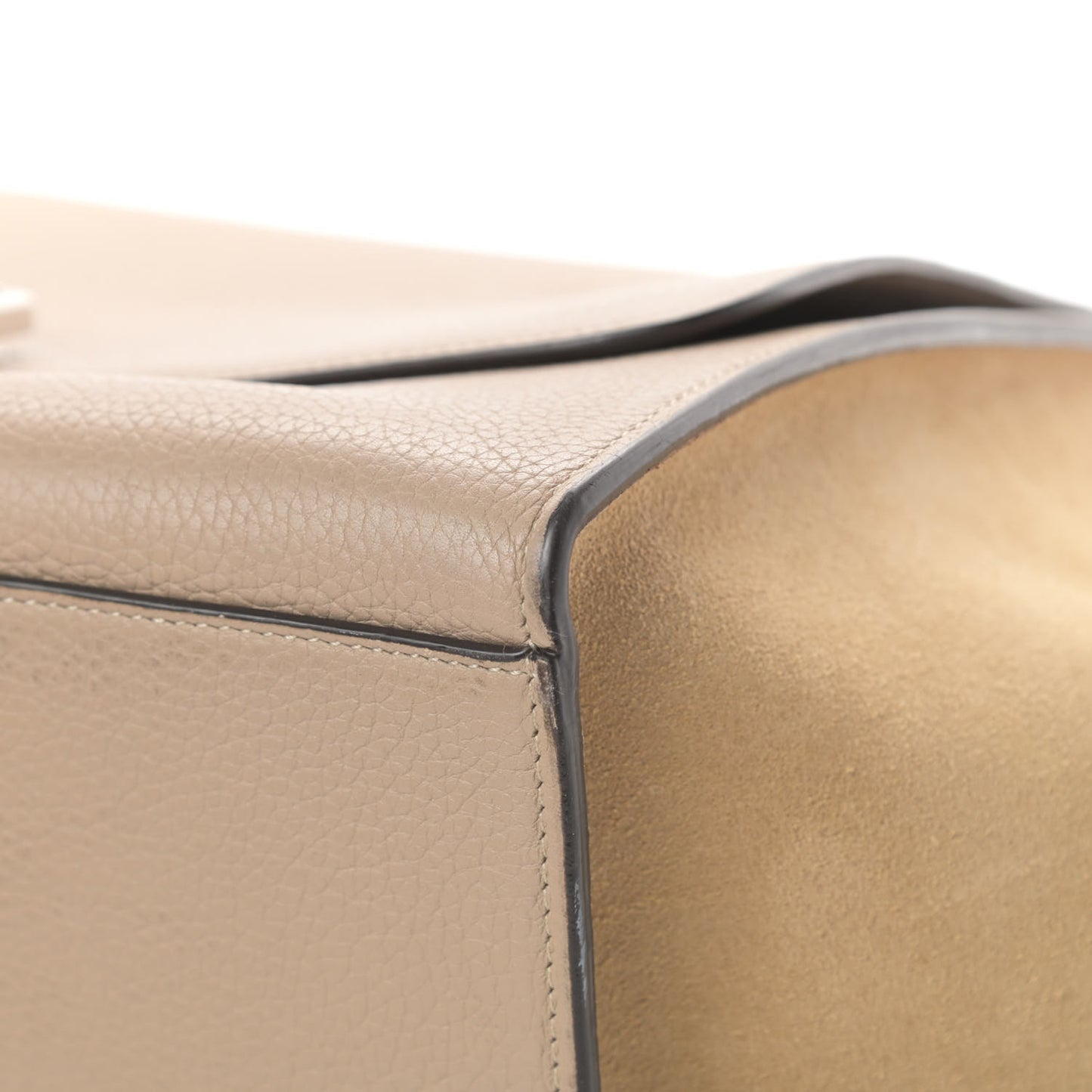 Drummed Calfskin Suede Small Trapeze Dune