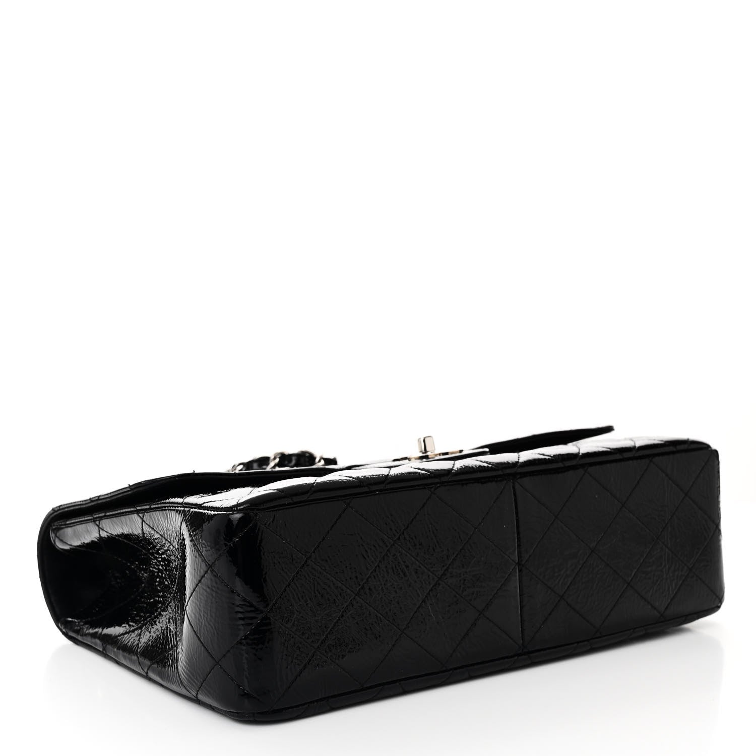 Chanel Distressed Patent Quilted Jumbo Single Flap Black 4 of 11