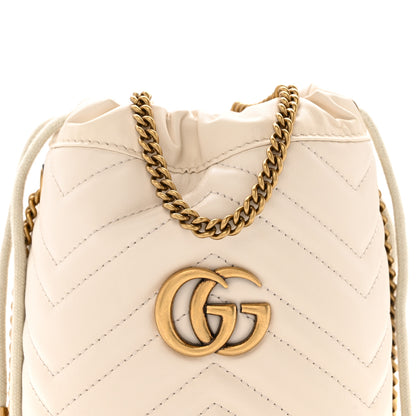 Gucci Calfskin Matelasse Mini GG Marmont 2.0 Bucket Bag White 8 of 12