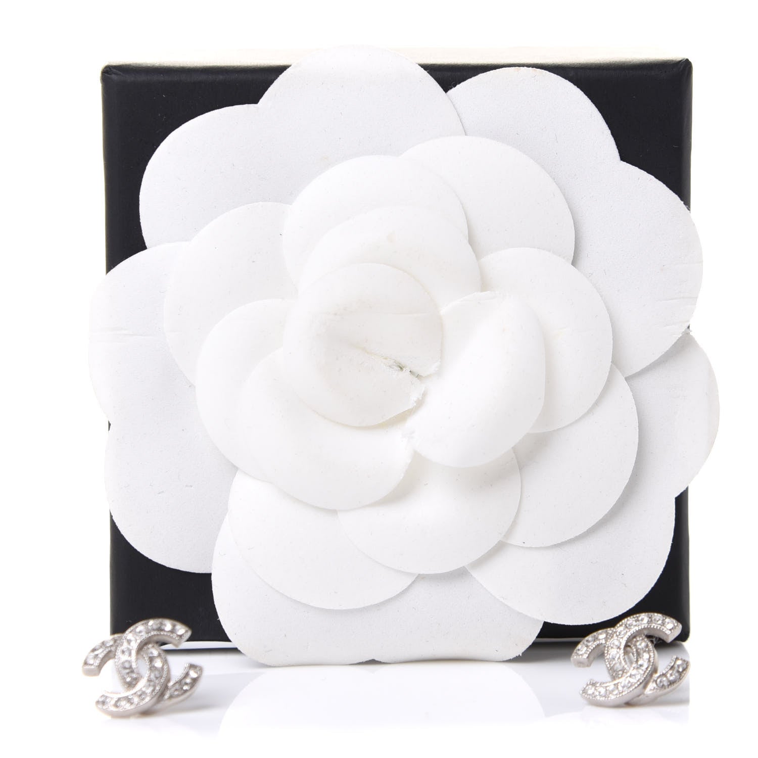 Chanel Crystal Mini Timeless CC Earrings Silver 5 of 5