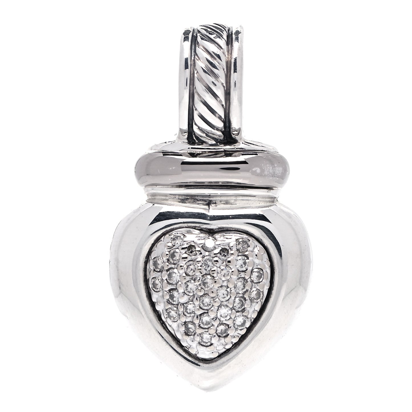 Sterling Silver 18K White Gold Diamond Heart Enhancer Pendant