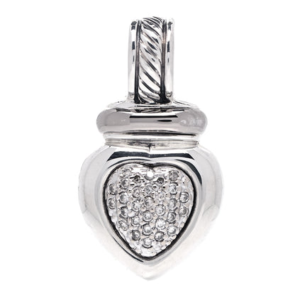 David Yurman Sterling Silver 18K White Gold Diamond Heart Enhancer Pendant 1 of 4