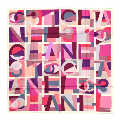 Chanel Silk CC Square Scarf Pink Purple Beige 1 of 5