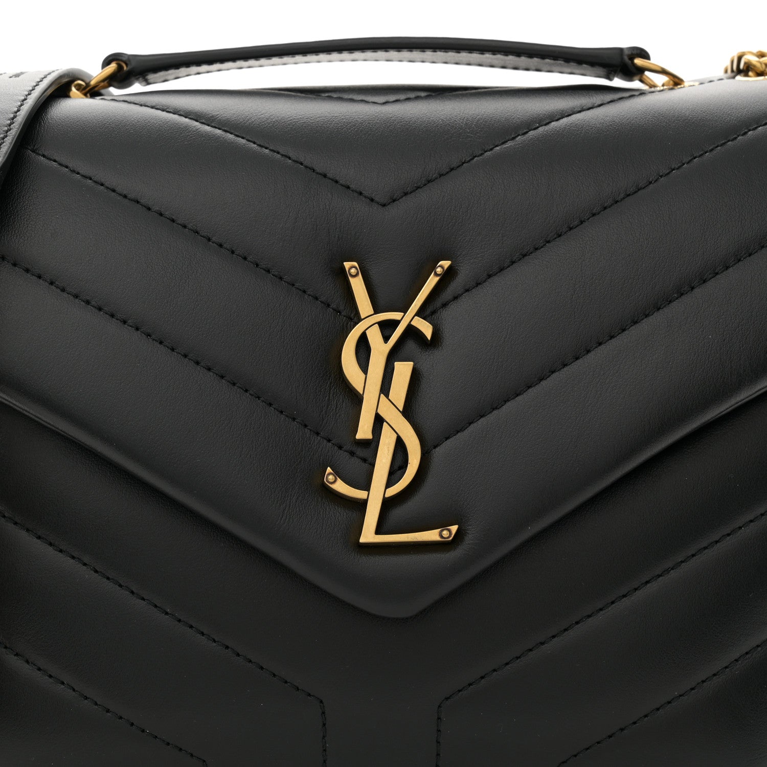 Saint Laurent Calfskin Y Quilted Monogram Small Loulou Chain Satchel Black 8 of 12