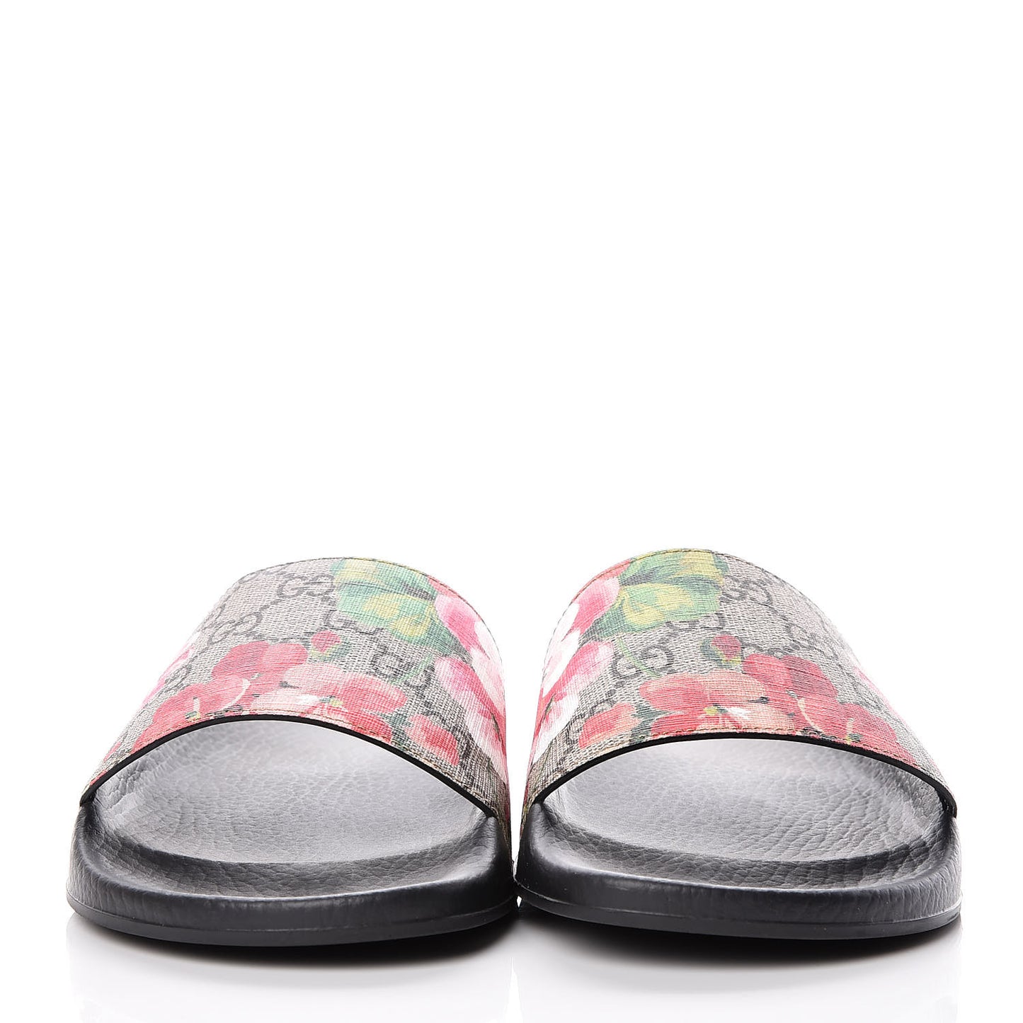 GG Supreme Monogram Blooms Slide Sandals 40 Beige Multicolor