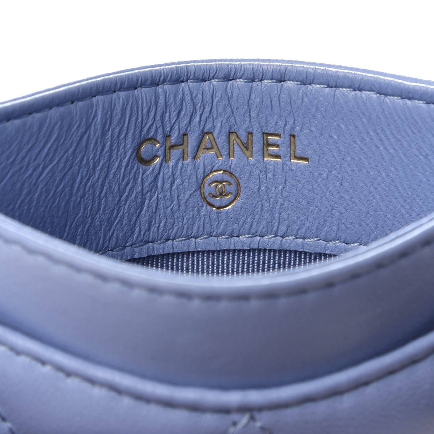 Chanel Lambskin Quilted Card Holder Light Blue 6 of 9