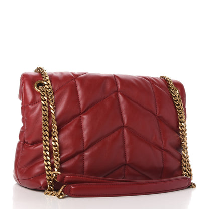 Saint Laurent Lambskin Quilted Small Loulou Puffer Monogram Chain Satchel Opyum Red 3 of 10