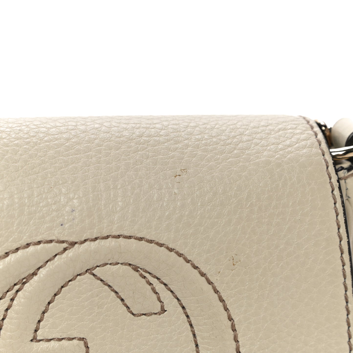 Pebbled Calfskin Small Soho Flap Crossbody Off White