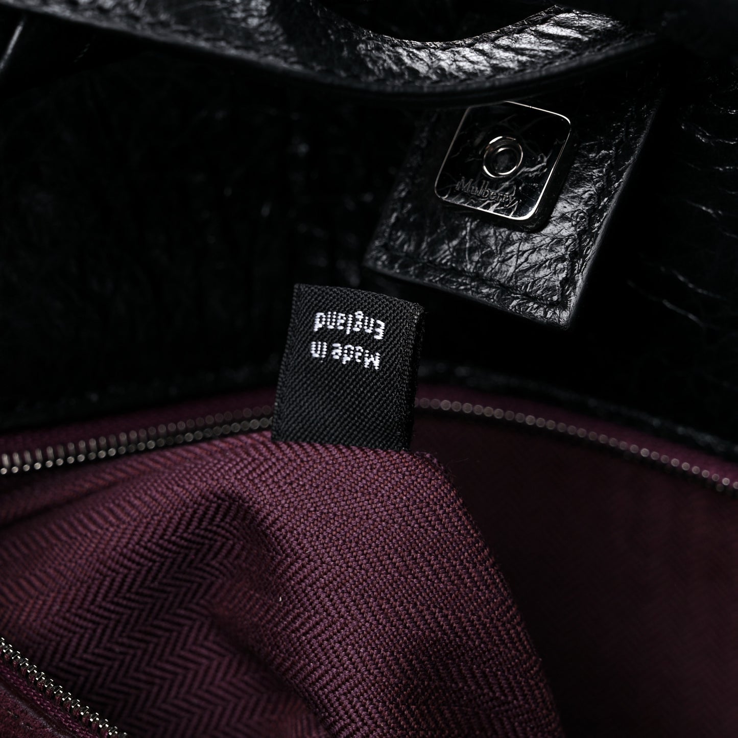 Shiny Calfskin Iris Tote Black
