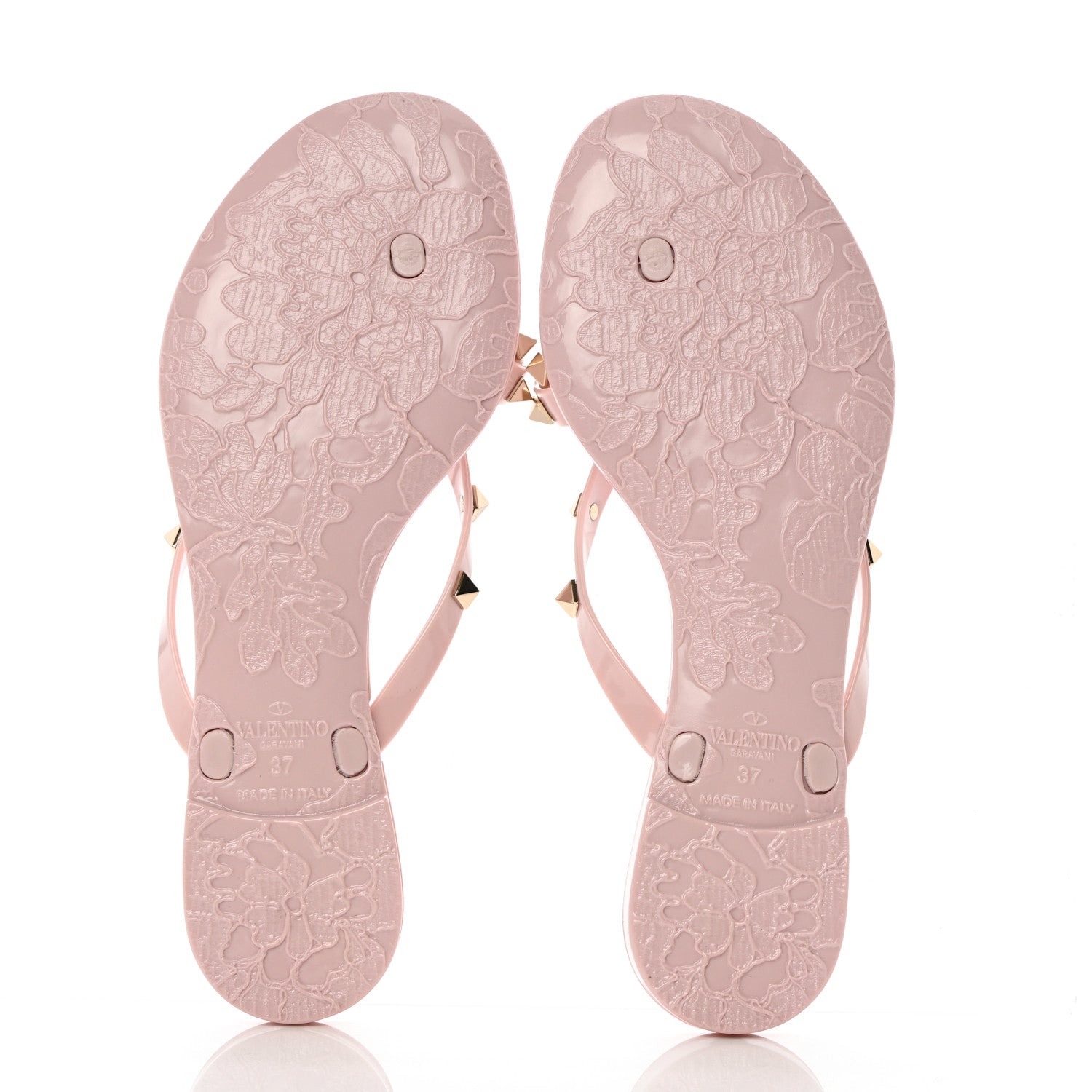Valentino Garavani PVC Jelly Rockstud Bow Thong Sandals 37 Water Rose 9 of 16