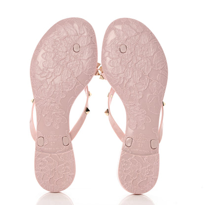 Valentino Garavani PVC Jelly Rockstud Bow Thong Sandals 37 Water Rose 9 of 16
