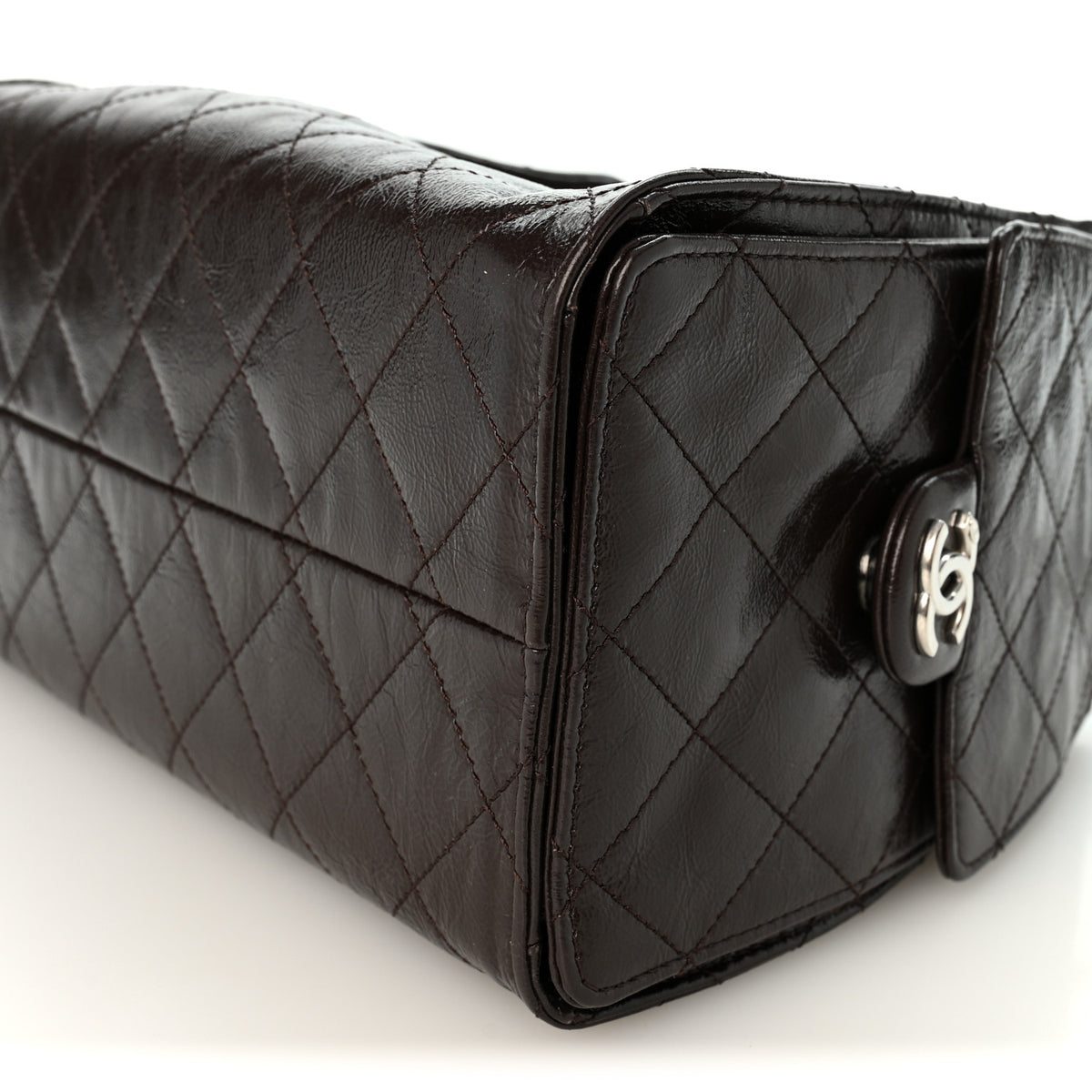 Chanel Shiny Crumpled Calfskin Quilted Small Chanel 25 Handbag Dark Brown 10 of 10