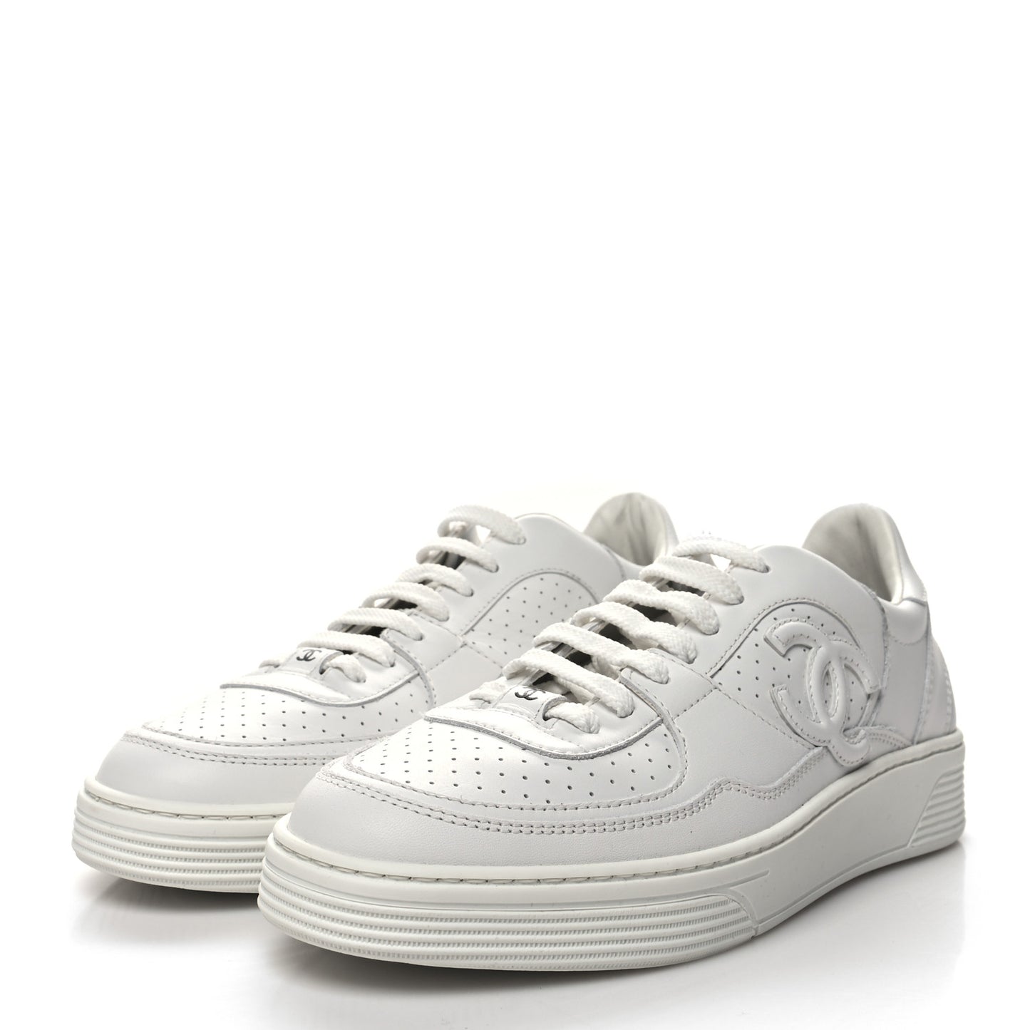 Calfskin CC Womens Sneakers 39 White