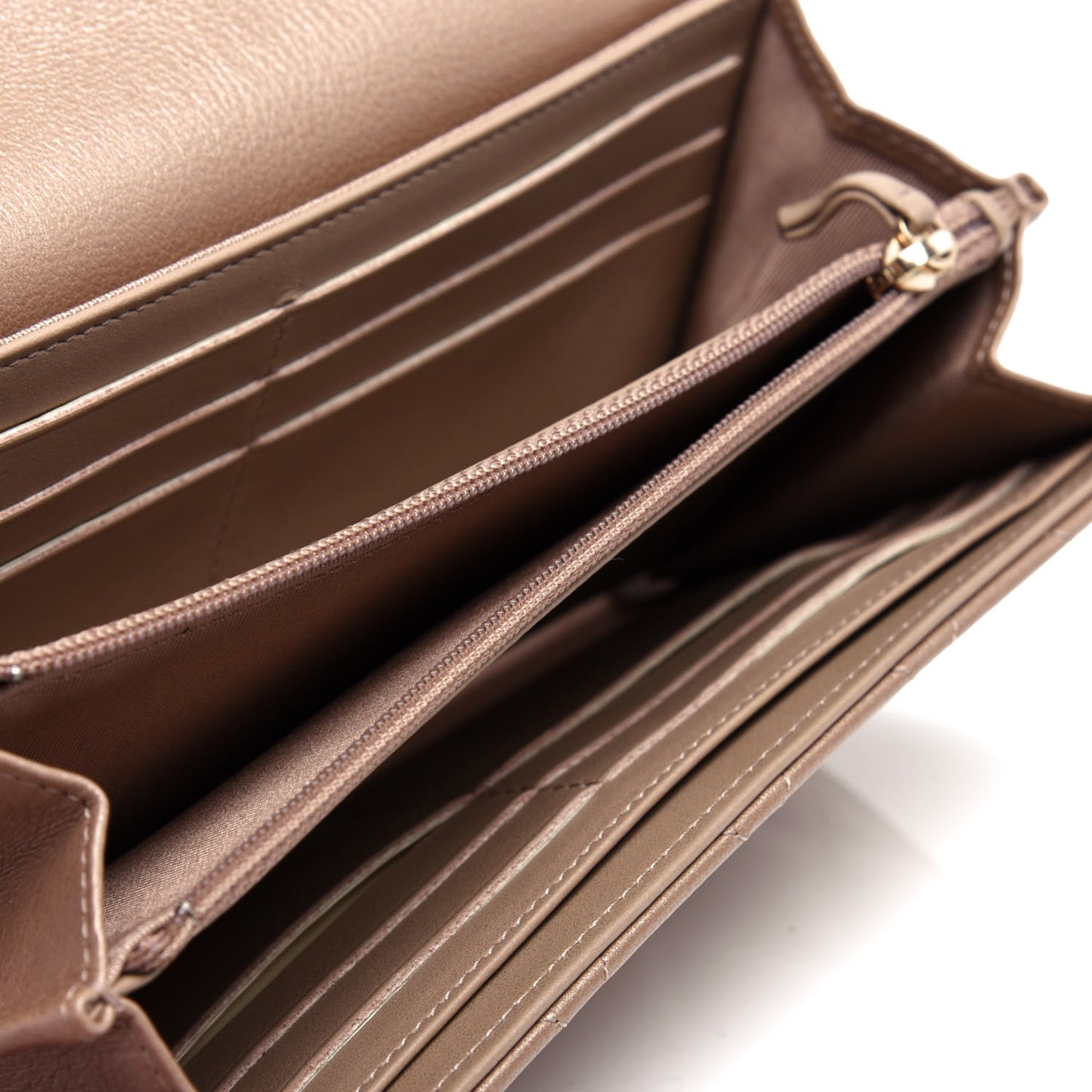 Metallic Aged Calfskin Quilted Reissue Large Gusset Flap Wallet Gold