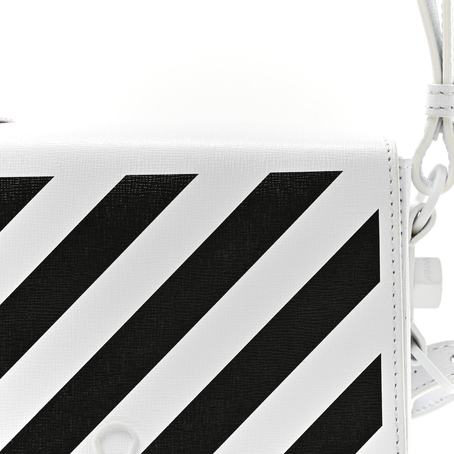 Saffiano Striped Mini Diag Binder Clip Bag White Black