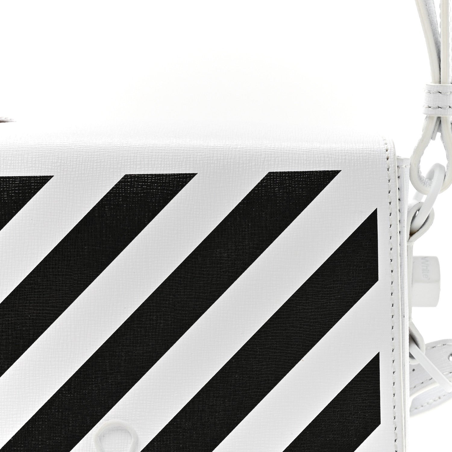 Off-White Saffiano Striped Mini Diag Binder Clip Bag White Black 8 of 11
