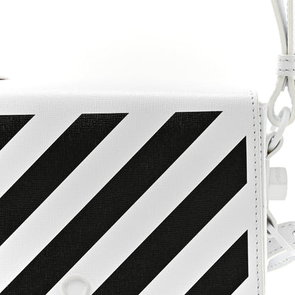 Off-White Saffiano Striped Mini Diag Binder Clip Bag White Black 8 of 11