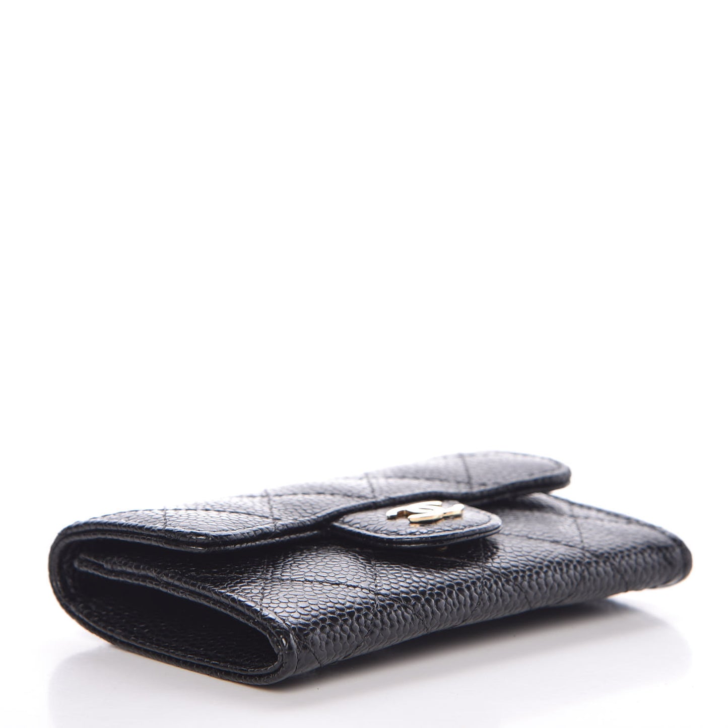 Caviar Quilted Flap Card Holder Black