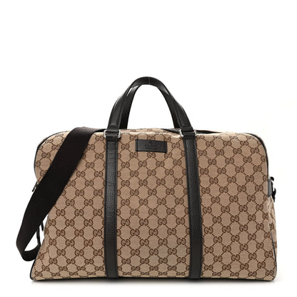 Gucci Monogram Dollar Calfskin Boston Duffle Bag Beige Ebony Testa di Moro Marrone Scuro 1 of 11