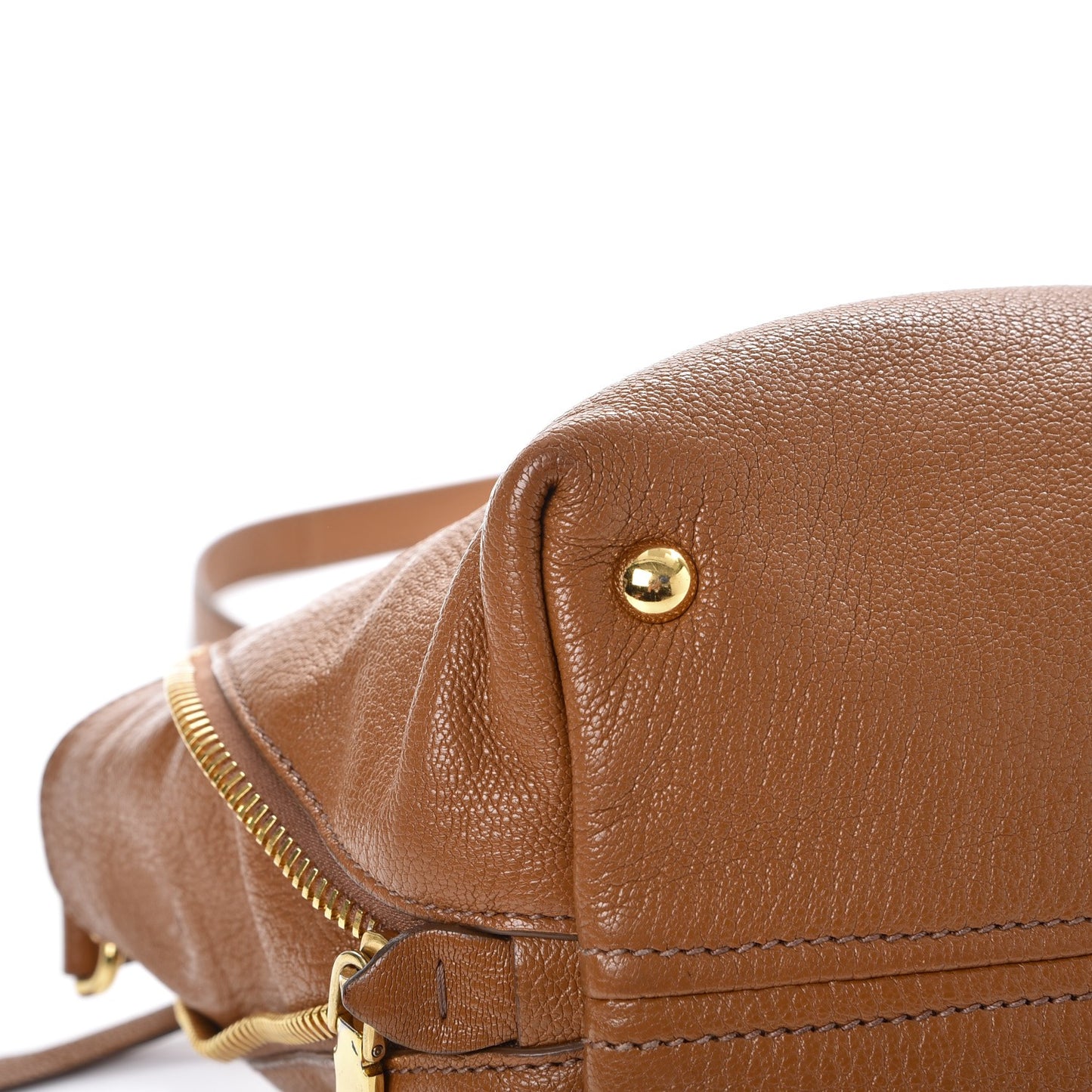 Goatskin Madras Zip Tote Brandy