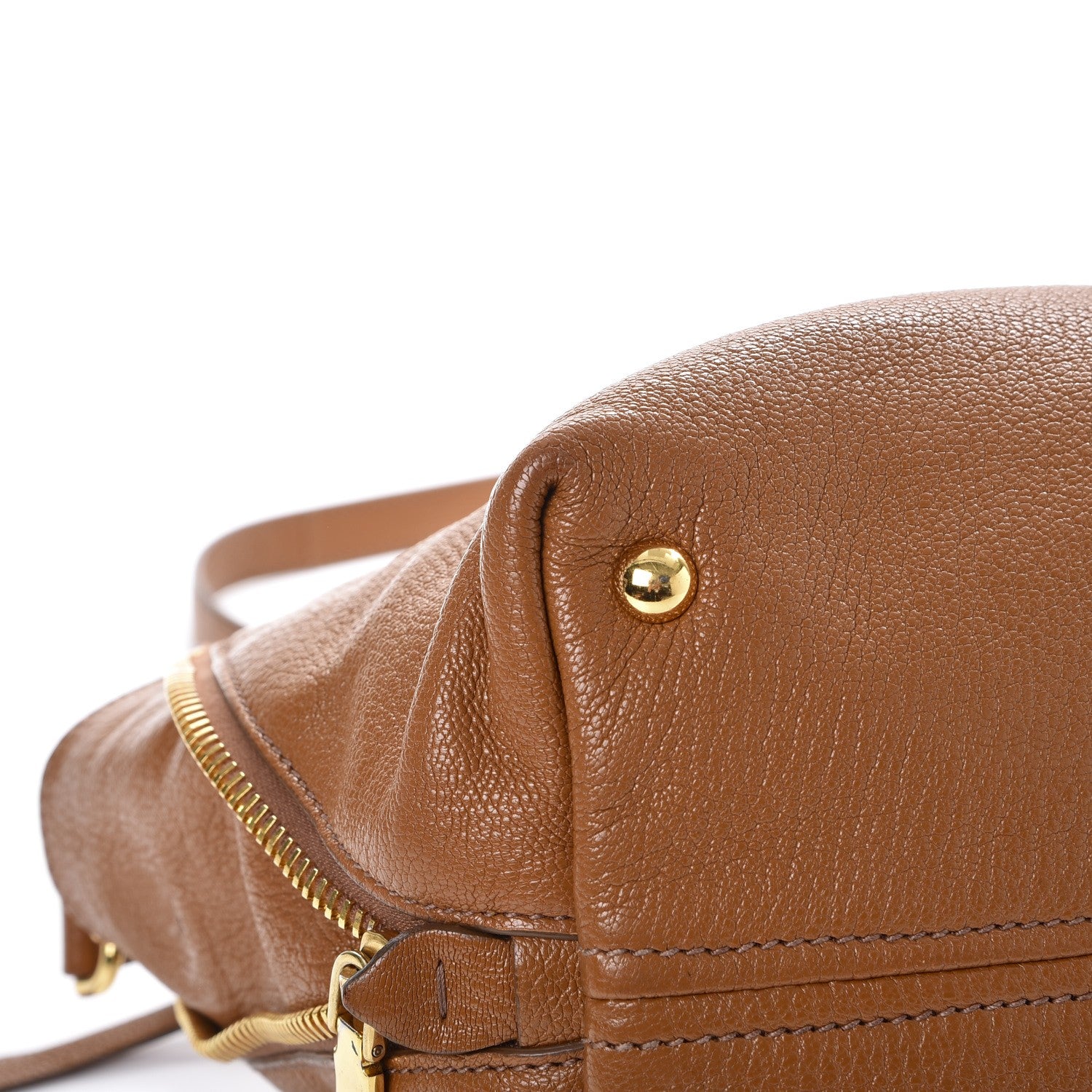 Miu Miu Goatskin Madras Zip Tote Brandy 11 of 21