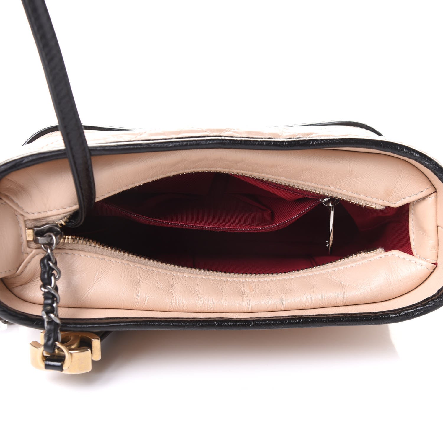 Chanel Aged Calfskin Quilted Small Gabrielle Hobo Beige Black 5 of 10