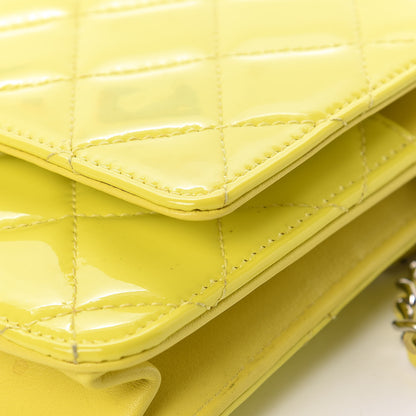 Chanel Patent Quilted Wallet On Chain WOC Yellow 11 of 20