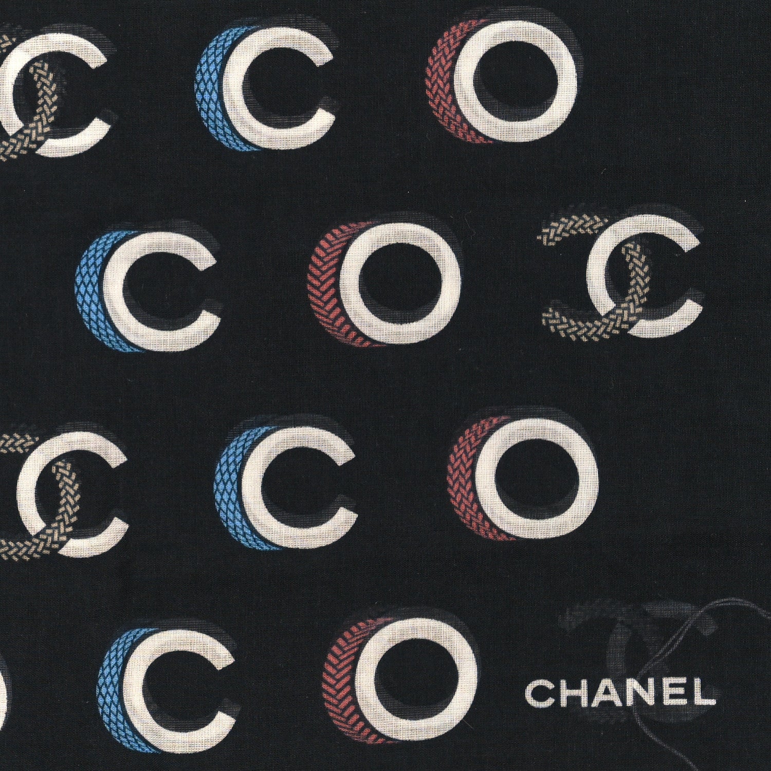 Chanel Cotton CC Coco Bandana Black Ecru 2 of 3