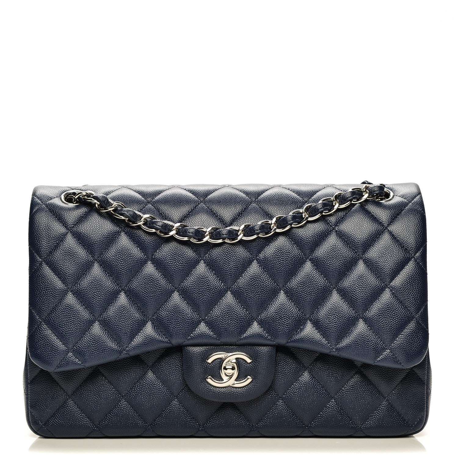 Chanel Caviar Quilted Jumbo Double Flap Navy Blue 1 of 7