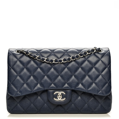 Chanel Caviar Quilted Jumbo Double Flap Navy Blue 1 of 7