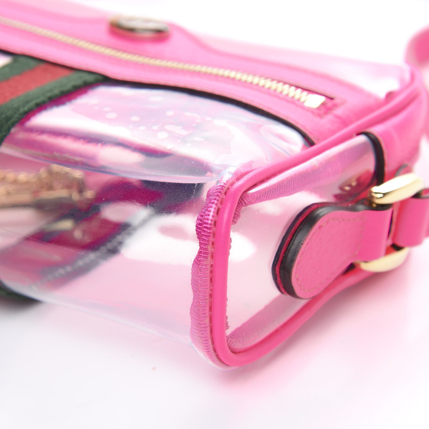 Gucci Vinyl Web Mini Ophidia Transparent Shoulder Bag Fluorescent Fuchsia 7 of 7