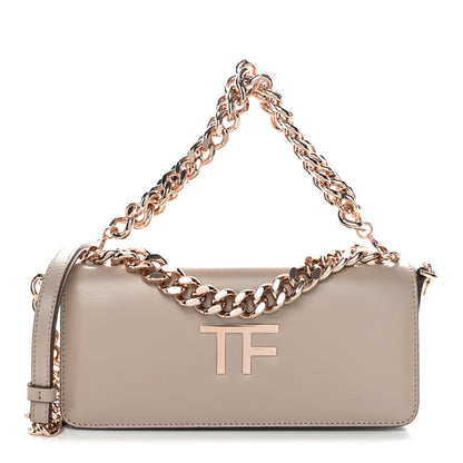 Tom Ford Palmellato Calfskin TF Triple Chain Shoulder Bag Beige 1 of 12