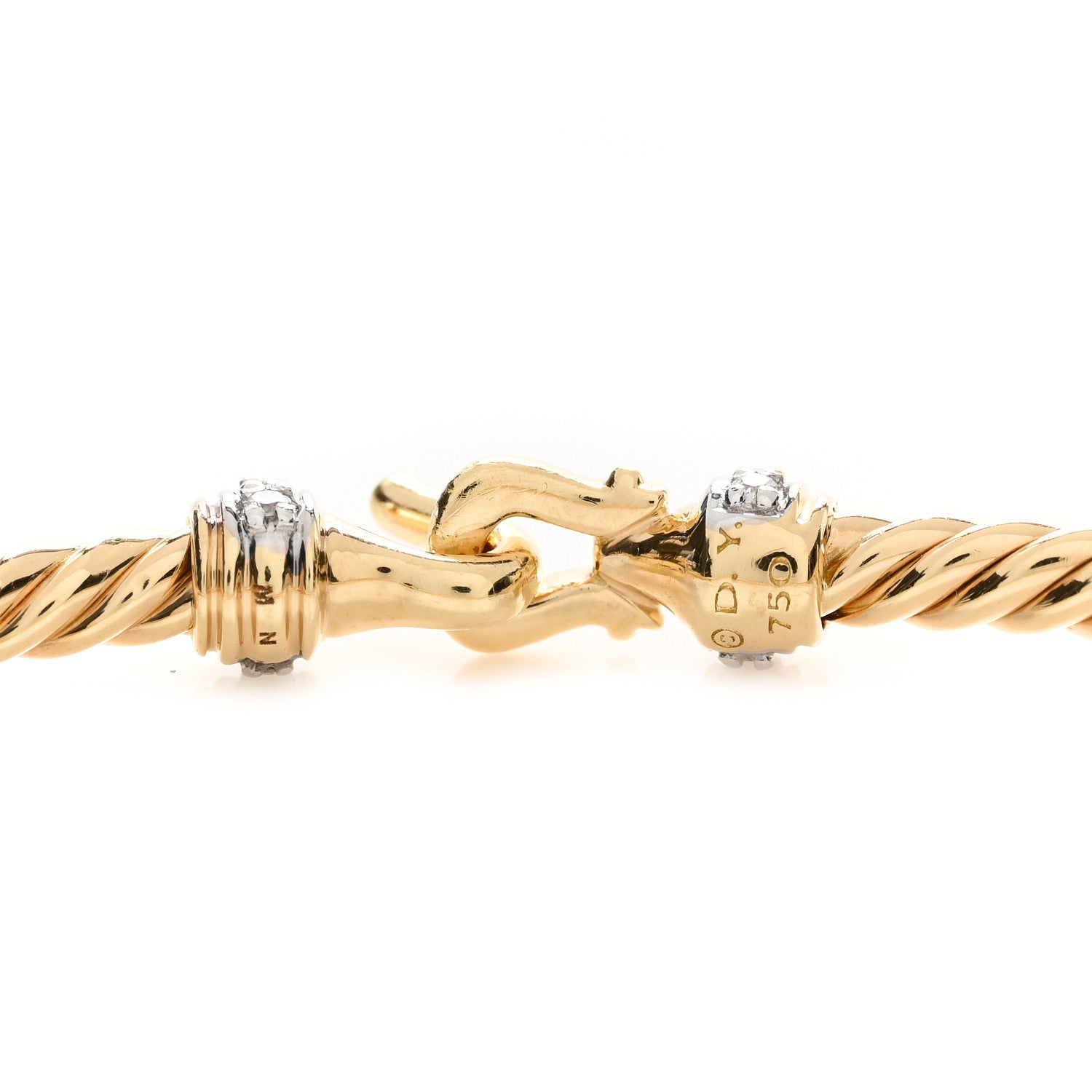 David Yurman 18K Yellow Gold Diamond 2.6mm Cable Collectibles Buckle Bracelet 3 of 3
